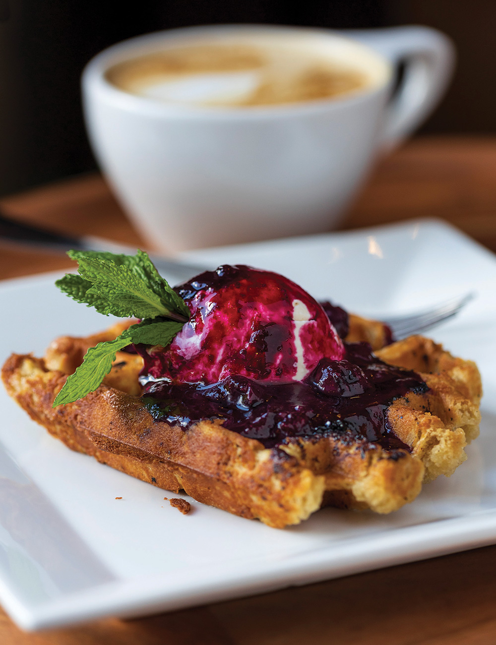 Everything served at Lovegrass Kitchen is gluten free, including liege waffles, crepes and granola, all made with cafe's signature ingredient, teff. Berry Delight waffle pictured here.