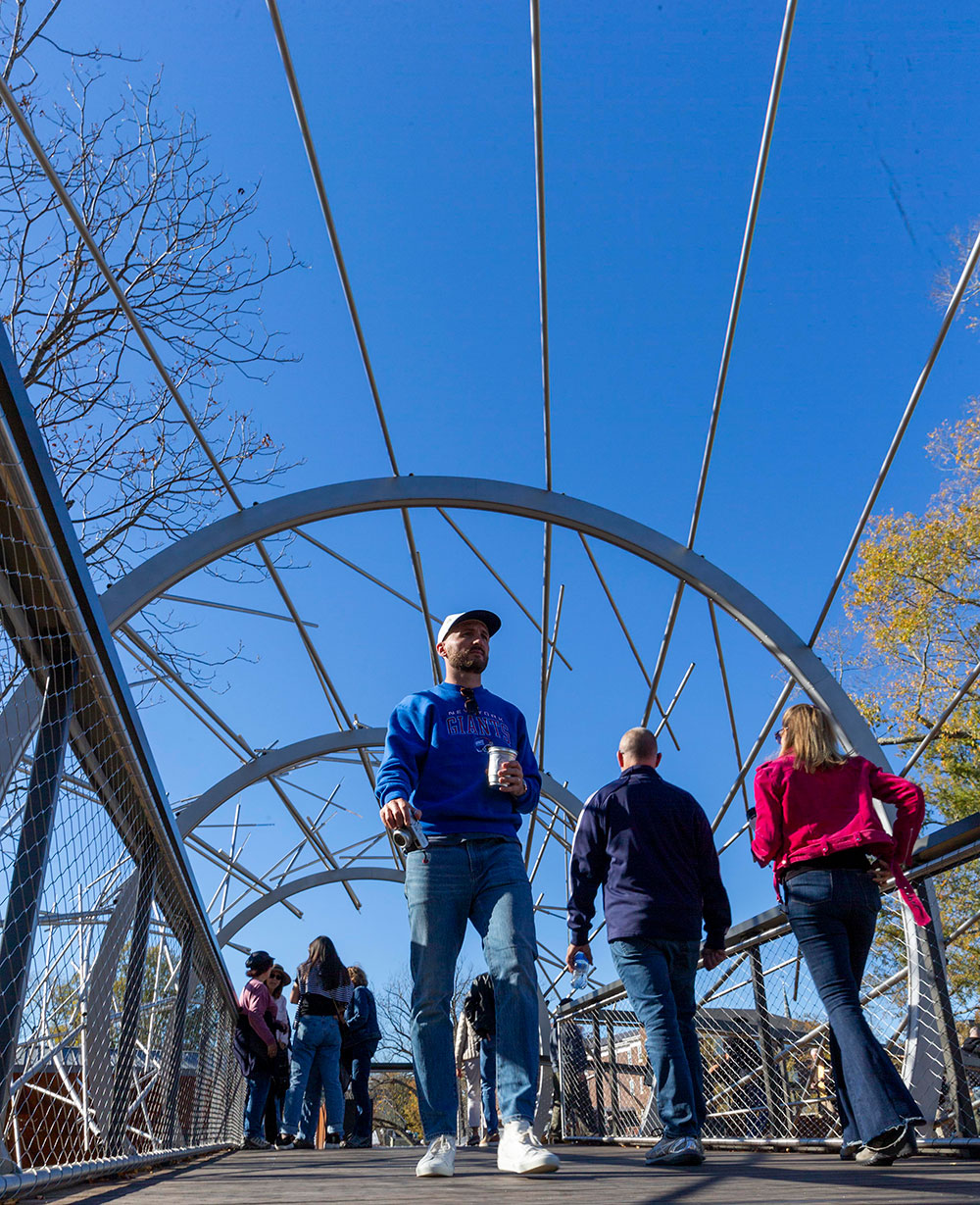 The Skywalk Bridge lifts visitors 17 feet into the air.